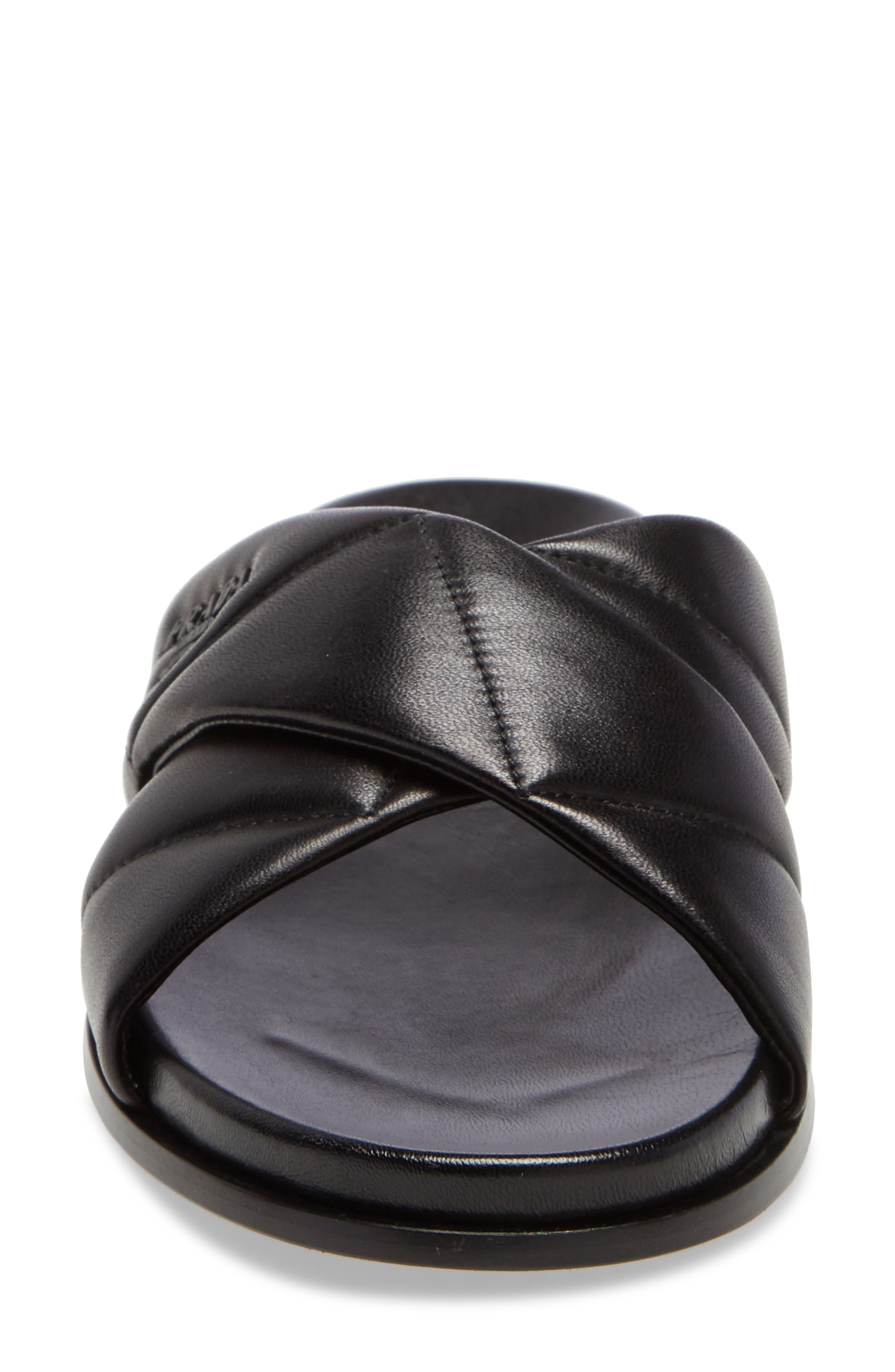 Prada Logo Cross Strap Slide Sandal, Alternate, color, 