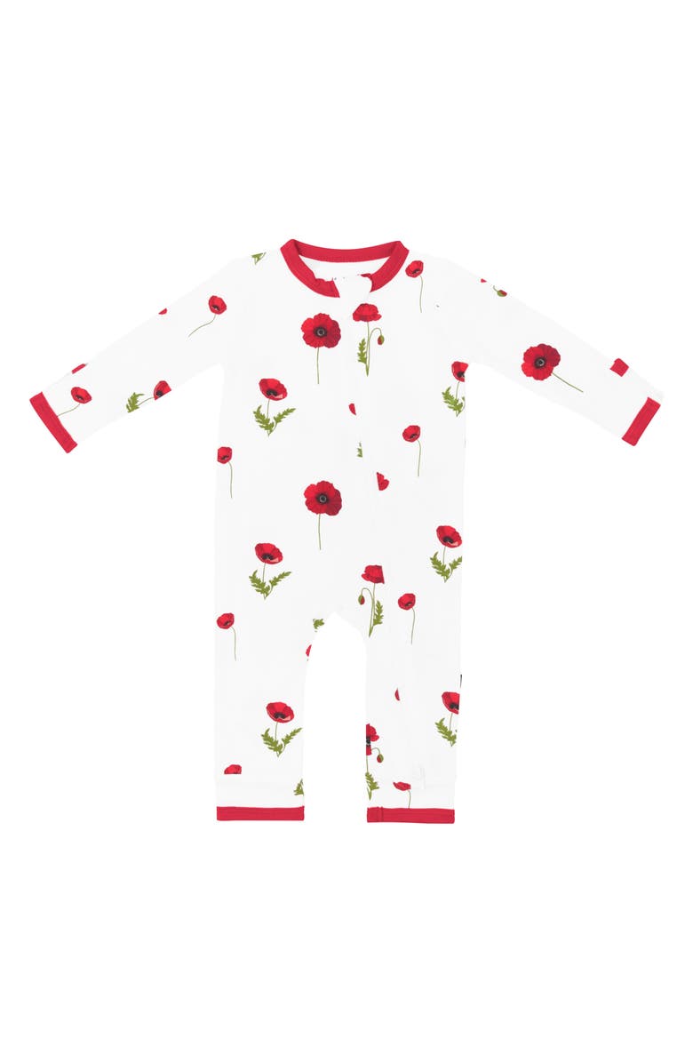 Kyte BABY Kids' Cloud Poppies Full Zip Romper, Main, color, Cloud Poppies