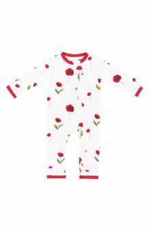 Kyte BABY Kids' Cloud Poppies Full Zip Romper