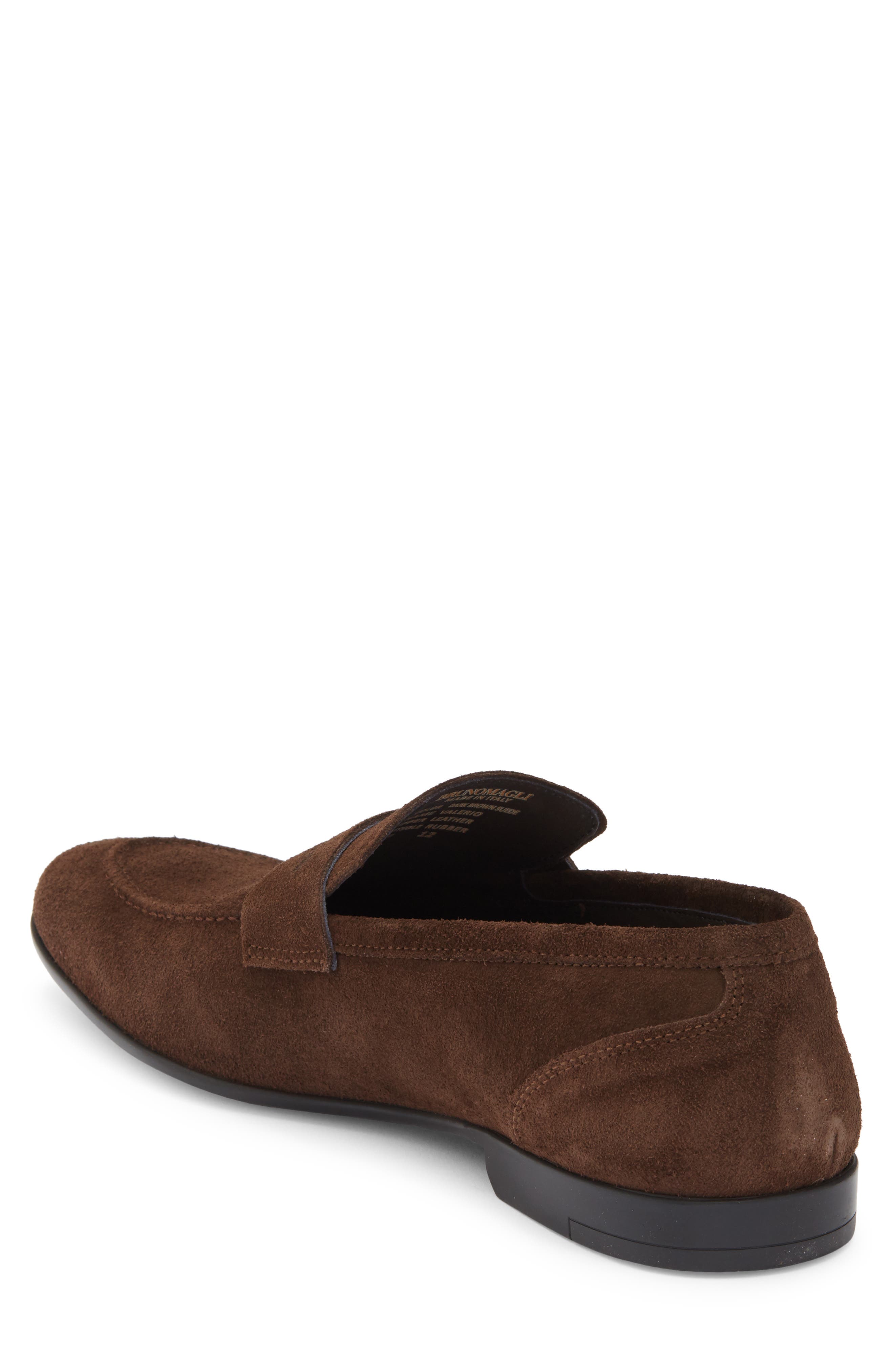 Valerio Penny Loafer, Alternate, color, DARK BROWN SUEDE