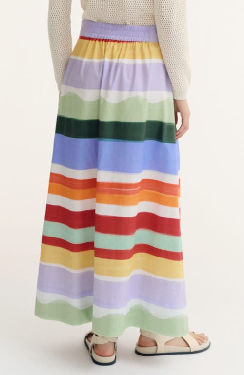 De Loreta Flecos A-line Cotton Midi Skirt In Multi