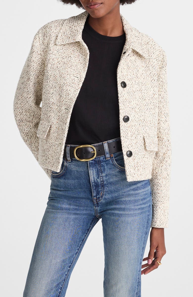 Madewell Tweed Lady Jacket, Main, color, Ivory Brown