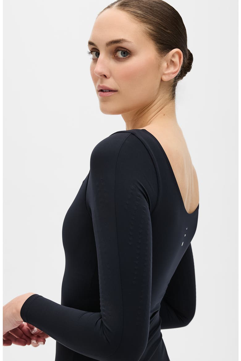 Iconic Lymphatic Long Sleeve Bodysuit - Brief, Alternate, color, Black