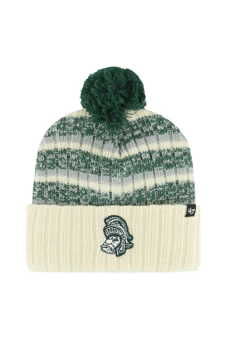 '47 Men's '47 Cream Michigan State Spartans Vintage Tavern Cuffed Knit Hat with Pom, Main, color, Cream