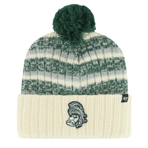 Men's '47 Cream Michigan State Spartans Vintage Tavern Cuffed Knit Hat with Pom