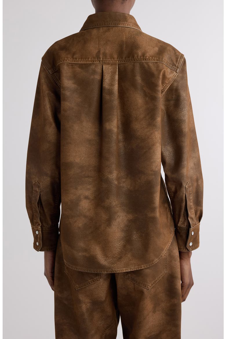 Karima Faux Leather Snap-Up Shirt, Alternate, color, TABACCO