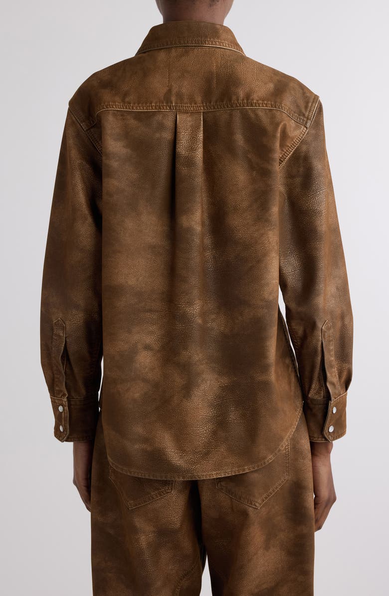 Isabel Marant Étoile Karima Faux Leather Snap-Up Shirt, Alternate, color, Tabacco