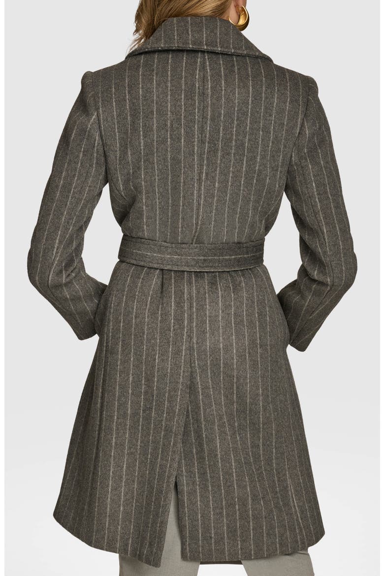 Belted Wool Blend Coat, Alternate, color, PINSTRIPE