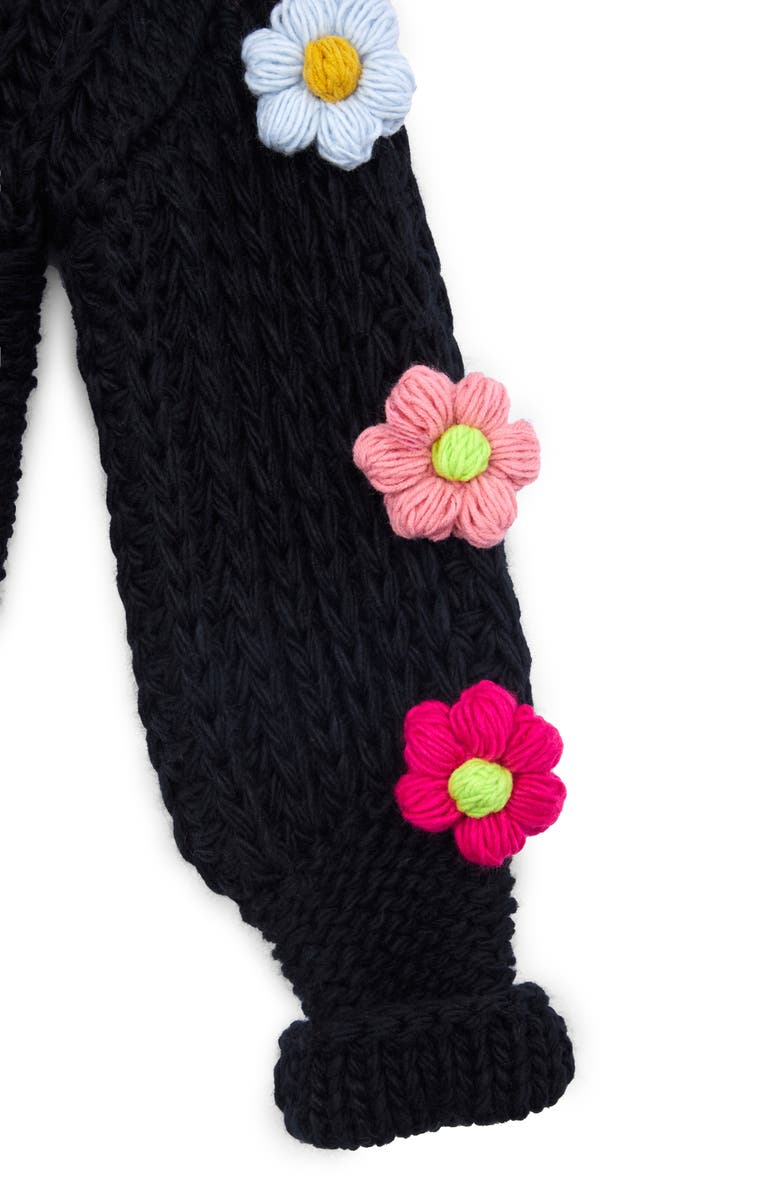 SAACHI Chunky Floral Crochet Cardigan, Alternate, color, Black