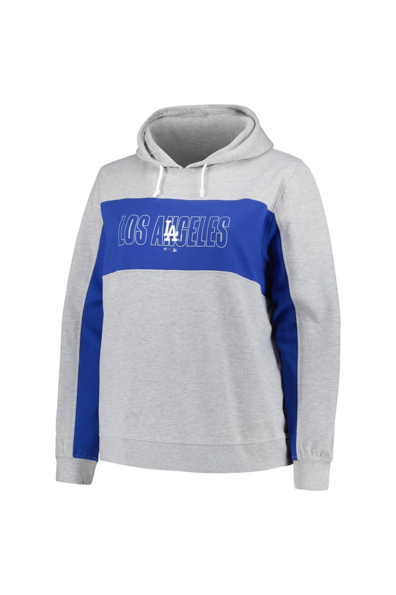 Women's Profile Heather Gray Los Angeles Dodgers Plus Size Pullover Jersey Hoodie, Alternate, color, Heather Gray