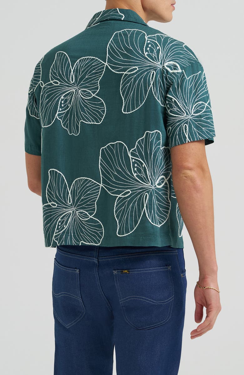 Lee Embroidered Camp Shirt, Alternate, color, Algae Floral