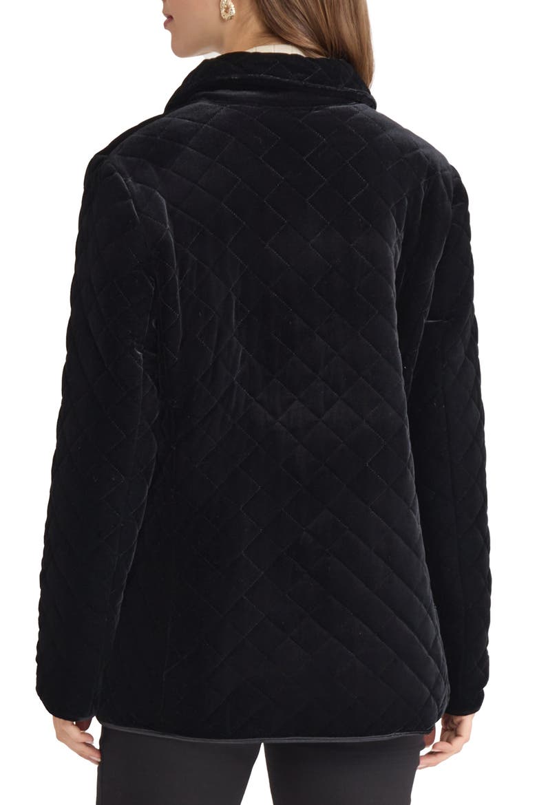 Quilted Velvet Snap Front Jacket, Alternate, color, JONES BLACK