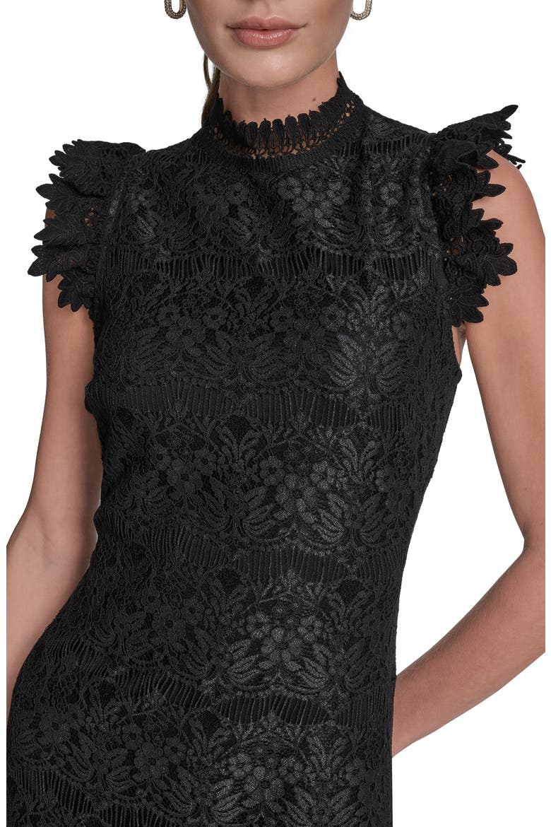 Flutter Sleeve Lace Sheath Dress, Alternate, color, BLACK