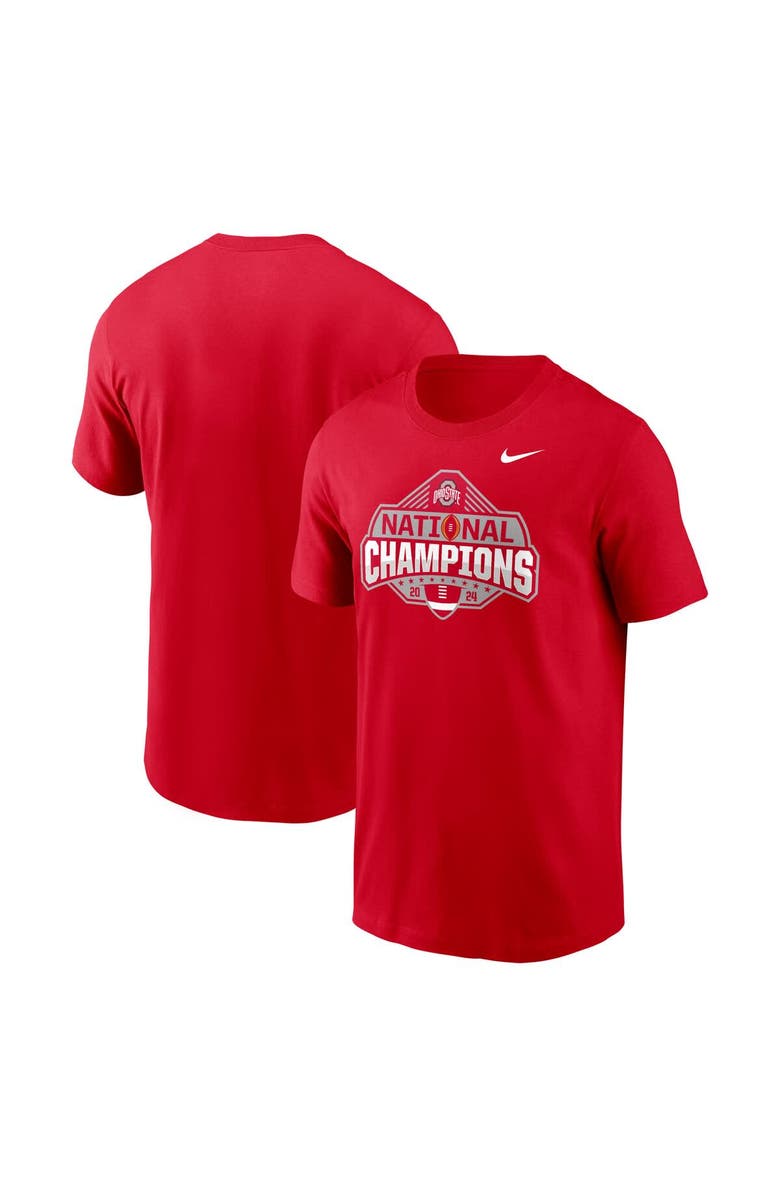 Nike Men's Nike Scarlet Ohio State Buckeyes College Football Playoff 2024 National Champions Official Logo T-Shirt, Main, color,