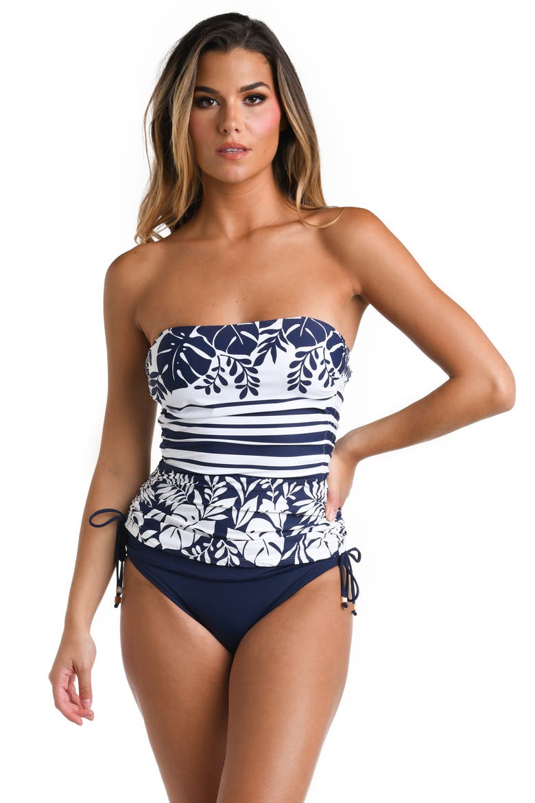 Ruched Tankini Top, Alternate, color, INDIGO