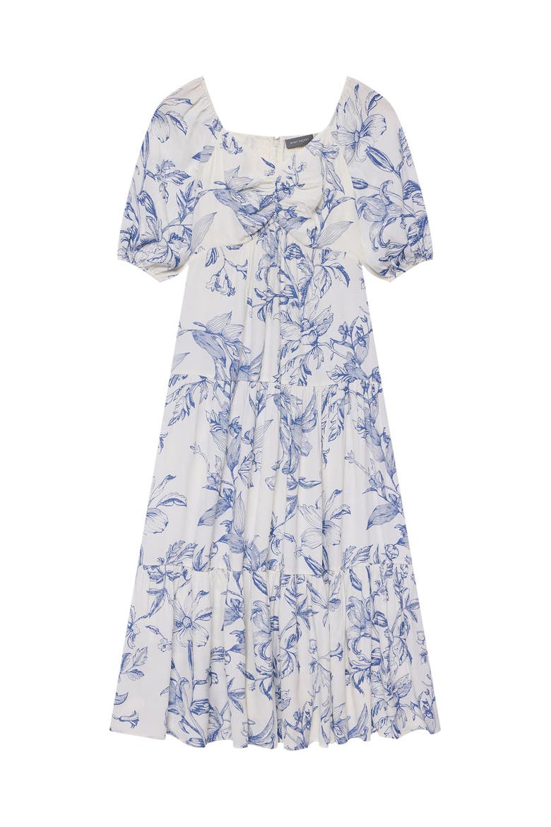Floral Print Dropped Waist Maxi Dress, Alternate, color, Blue