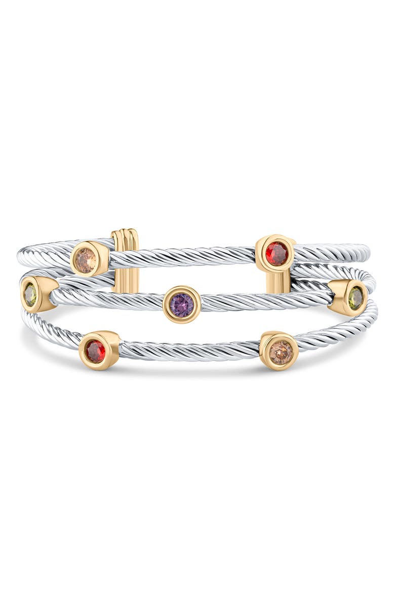 JARDIN Three Row Cable Cuff Bracelet, Main, color, Multi/ Silver