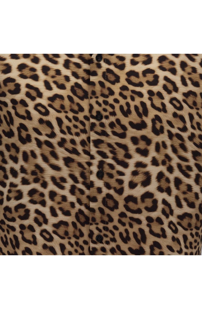 Lords of Harlech Leopard Mens Merino Wool Button-up Shirt, Alternate, color, Leopard Brown
