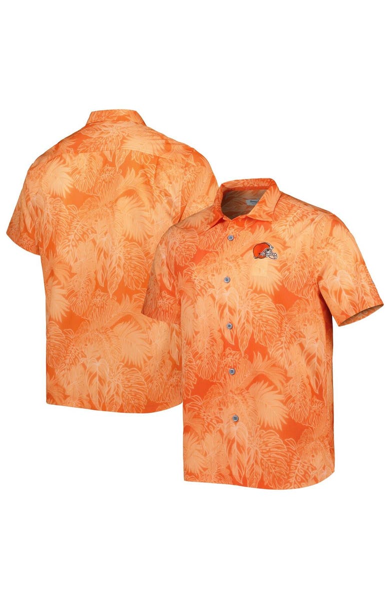 Tommy Bahama Men's Tommy Bahama Orange Cleveland Browns Coast Luminescent Fronds Camp IslandZone Button-Up Shirt, Alternate, color,