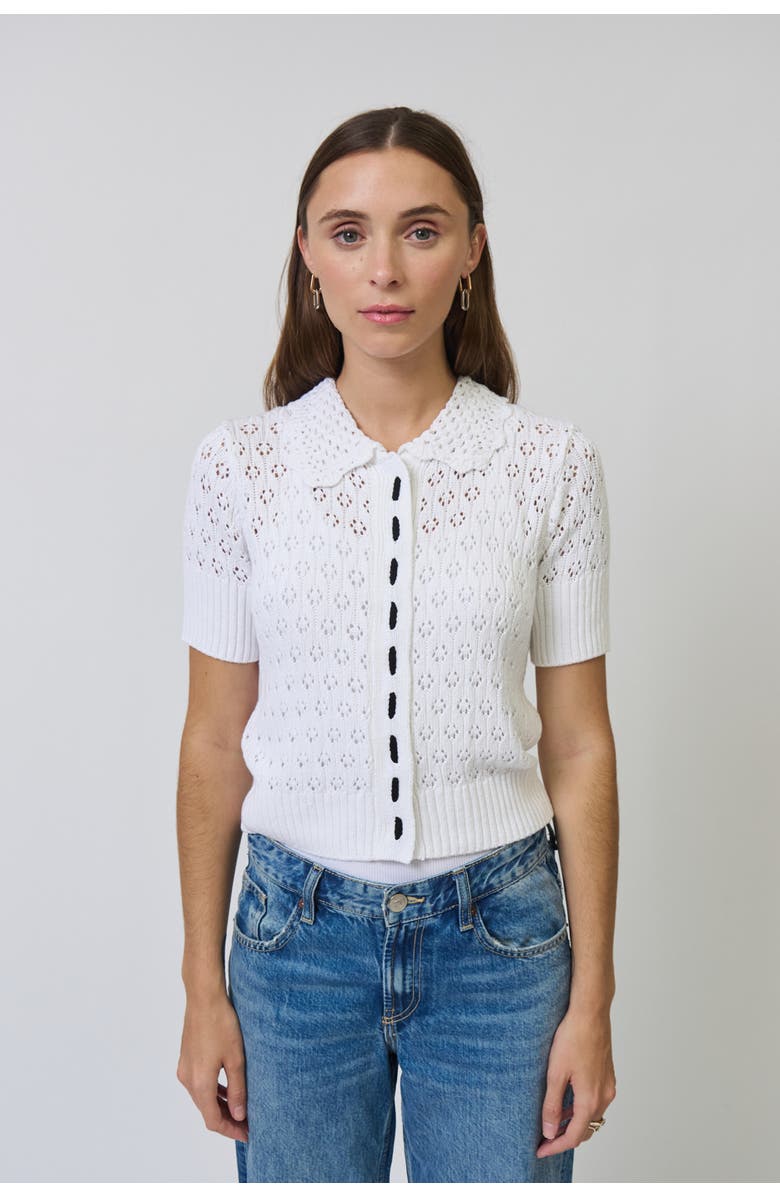 Central Park West Charli Eyelet Stitch Top, Alternate, color, White