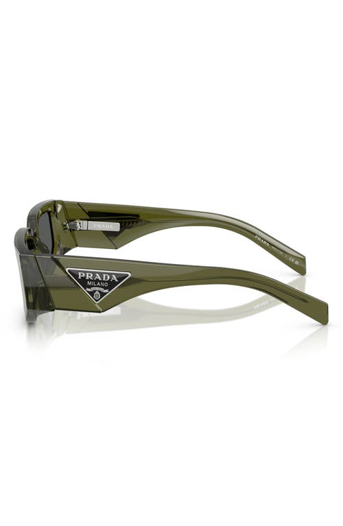 Prada Triangle Logo Bicolor Rectangle Sunglasses In Grey Green