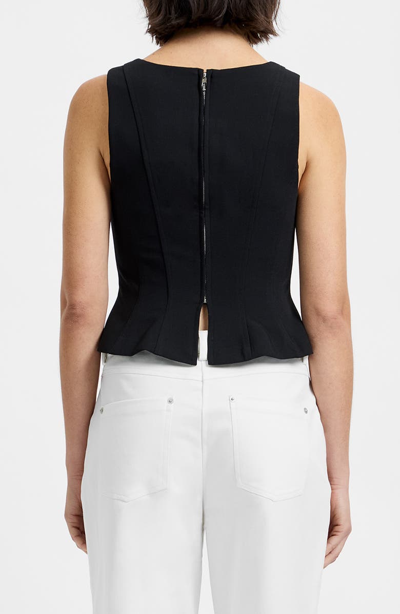 French Connection Azra Peplum Twill Tank, Alternate, color, Black