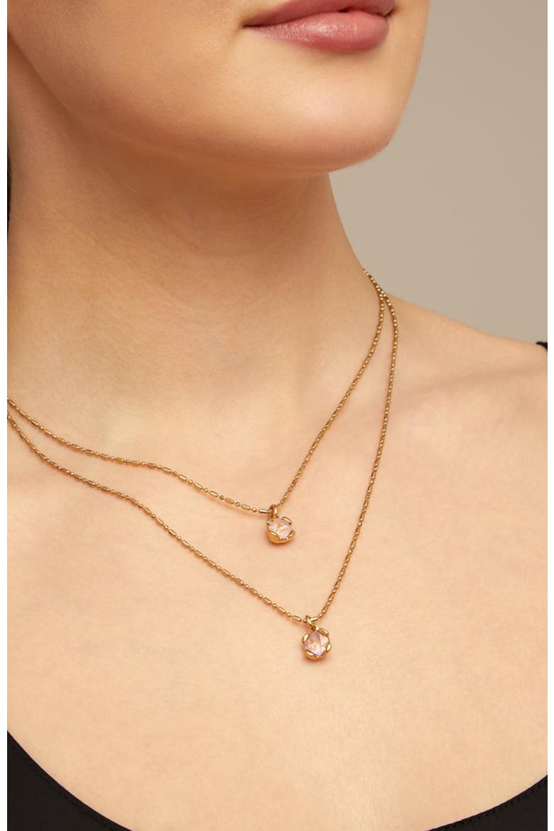 Pink Crystal Pendant, Alternate, color, Gold