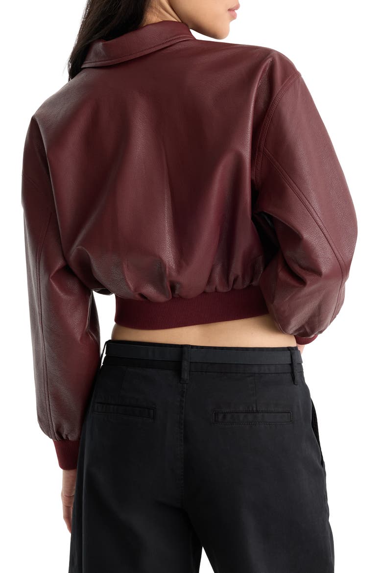 Better Than Leather Cropped Faux Leather Bomber Jacket, Alternate, color, BERRY NOIR