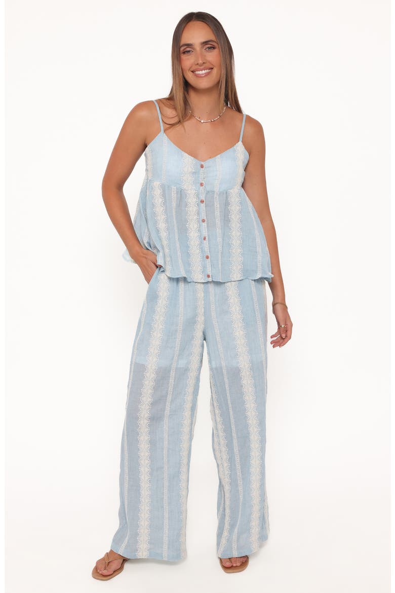 Mila Embroidered Tank & Wide Leg Pants Set, Alternate, color, LIGHT BLUE