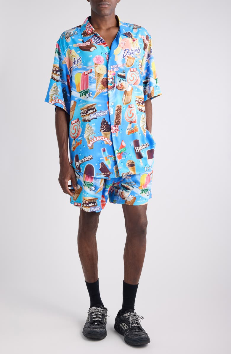 Balenciaga Sweet Treats Button-Up Shirt, Alternate, color, 4011 Blue