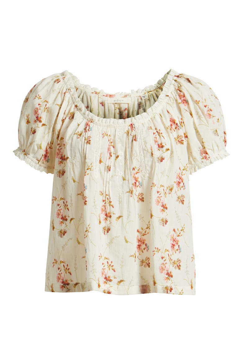 Frederica Floral Embroidered Organic Cotton Voile Top, Alternate, color, BLANC PRARIE ROSE