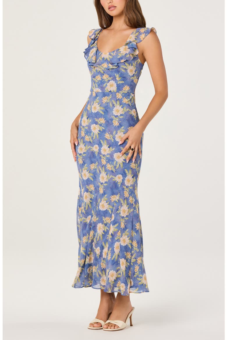 Caroletta Floral Ruffle Maxi Dress, Alternate, color, BLUE FLORAL