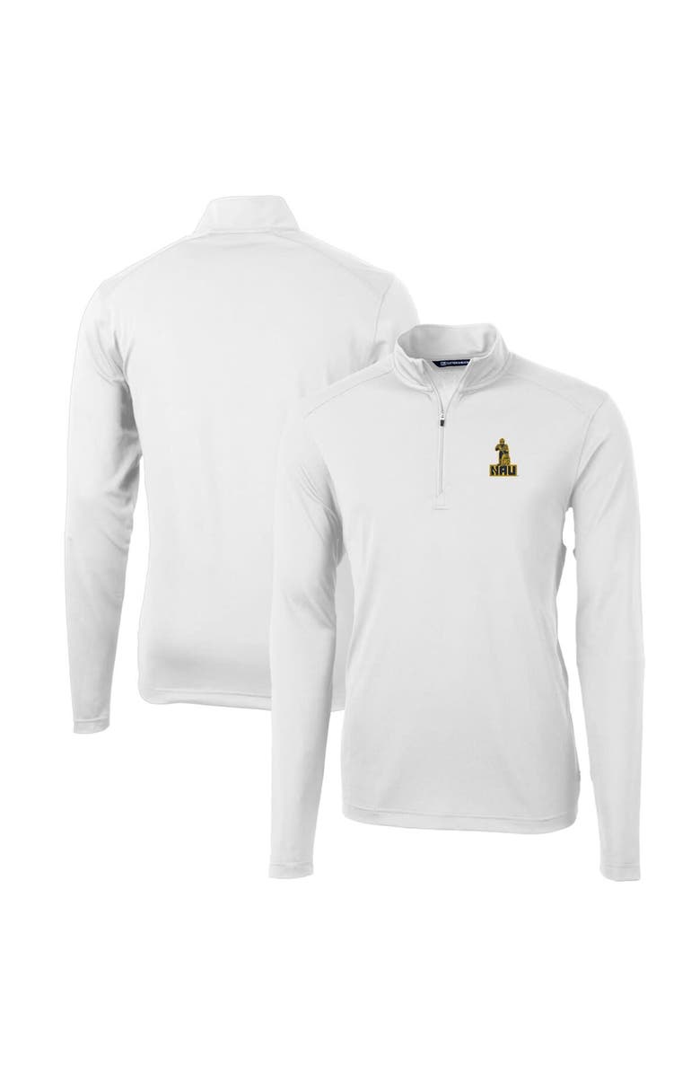 Cutter & Buck Men's Cutter & Buck White Northern Arizona Lumberjacks Team Big & Tall Virtue Eco Pique Recycled Quarter-Zip Pullover Top, Main, color,