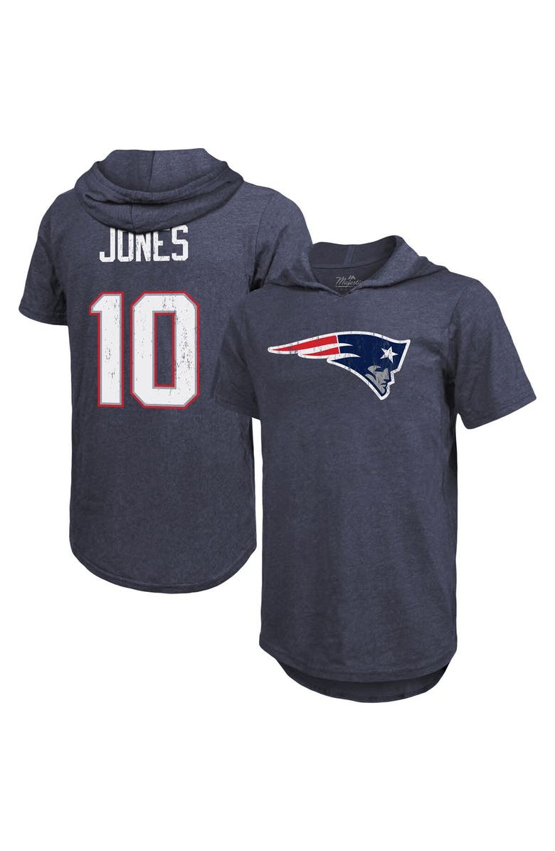 Majestic Threads Men's Majestic Threads Mac Jones Navy New England Patriots Player Name & Number Tri-Blend Hoodie T-Shirt, Main, color, 