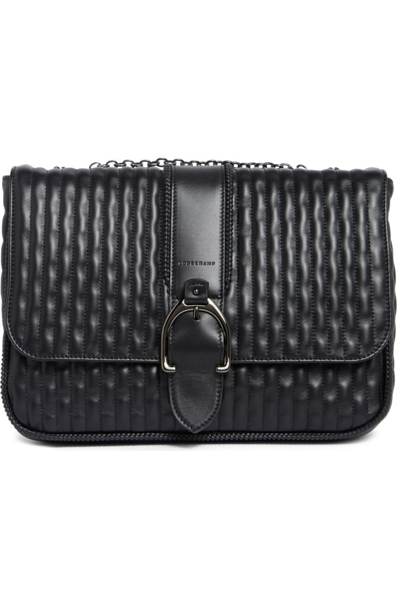 Longchamp Amazn Large Leather Shoulder Bag, Main, color, Black