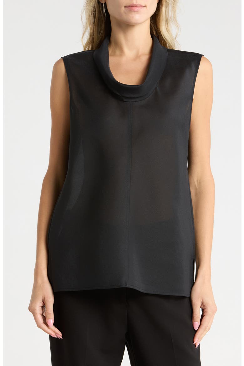 Cowl Neck Slub Shell Top, Main, color, BLACK