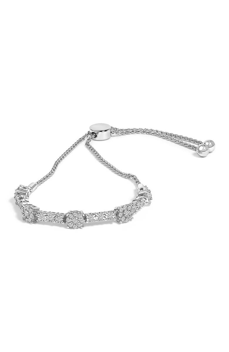 Haus of Brilliance Silver 1/2 Cttw Diamond Cluster and Bar Bolo Bracelet, Main, color, White