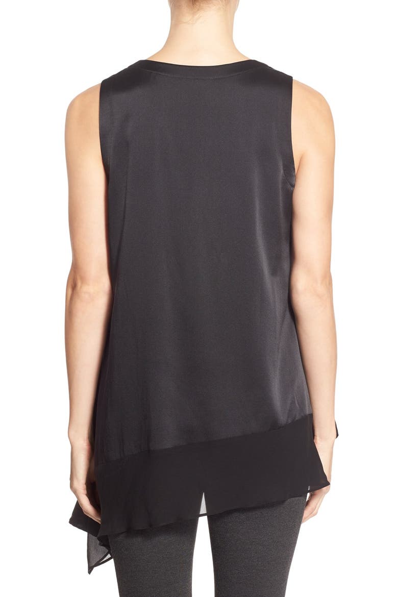 Asymmetrical Silk Blend Tunic, Alternate, color, BLACK