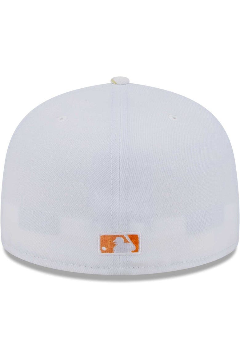 Men's New Era White/Orange Oakland Athletics Flamingo 59FIFTY Fitted Hat, Alternate, color, White