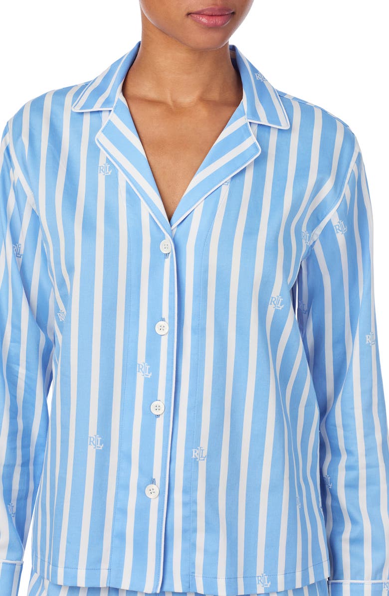 Lauren Ralph Lauren Stripe Cotton Blend Pajamas, Alternate, color, 