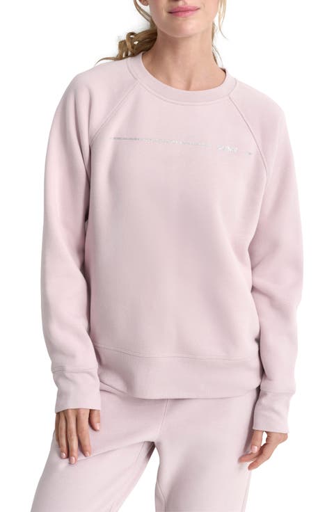 Rhinestone Logo Stripe Fleece Sweatshirt