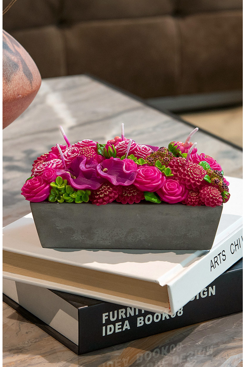 Floral Fusion Arrangement Candle, Alternate, color, Pink Floral
