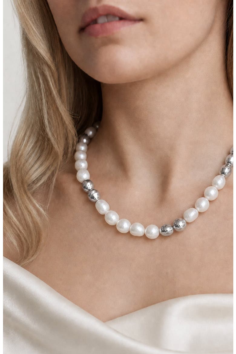 Eden Pearl Necklace, Alternate, color, Silver