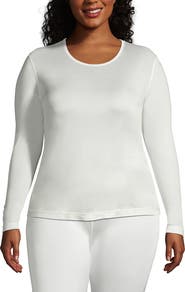 Lands' End Silk Interlock Long Sleeve Crewneck Long Underwear Top