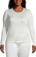 Lands' End Silk Interlock Long Sleeve Crewneck Long Underwear Top
