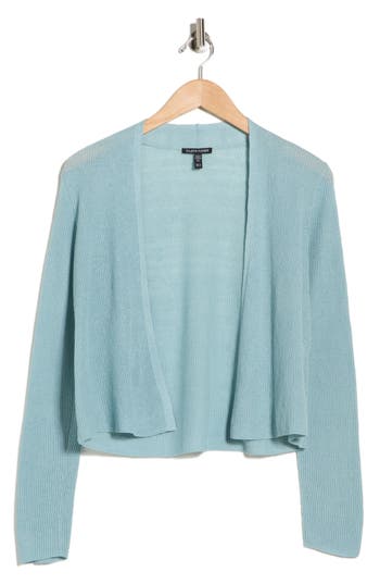 Eileen Fisher Organic Linen & Organic Cotton Cardigan In Green