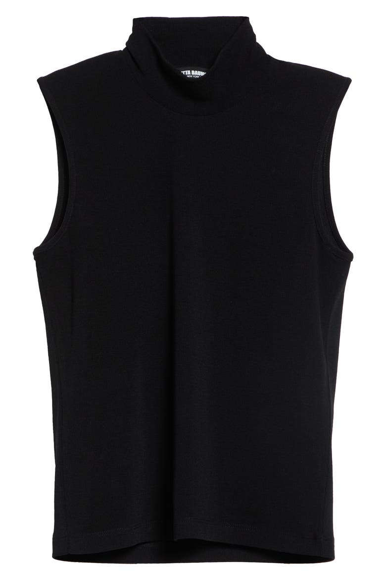 Mock Neck Sleeveless Top, Main, color, BLACK