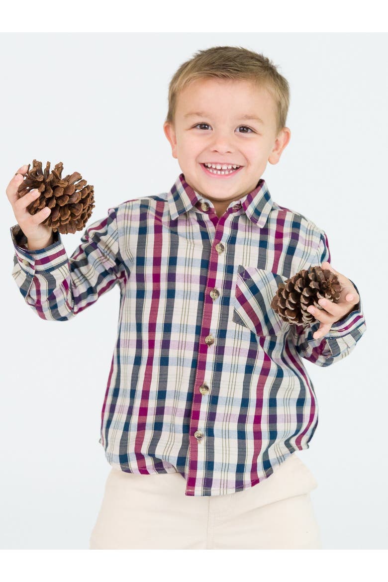 Toddler Boys Long Sleeve Button Down Shirt, Alternate, color, Rowan Plaid