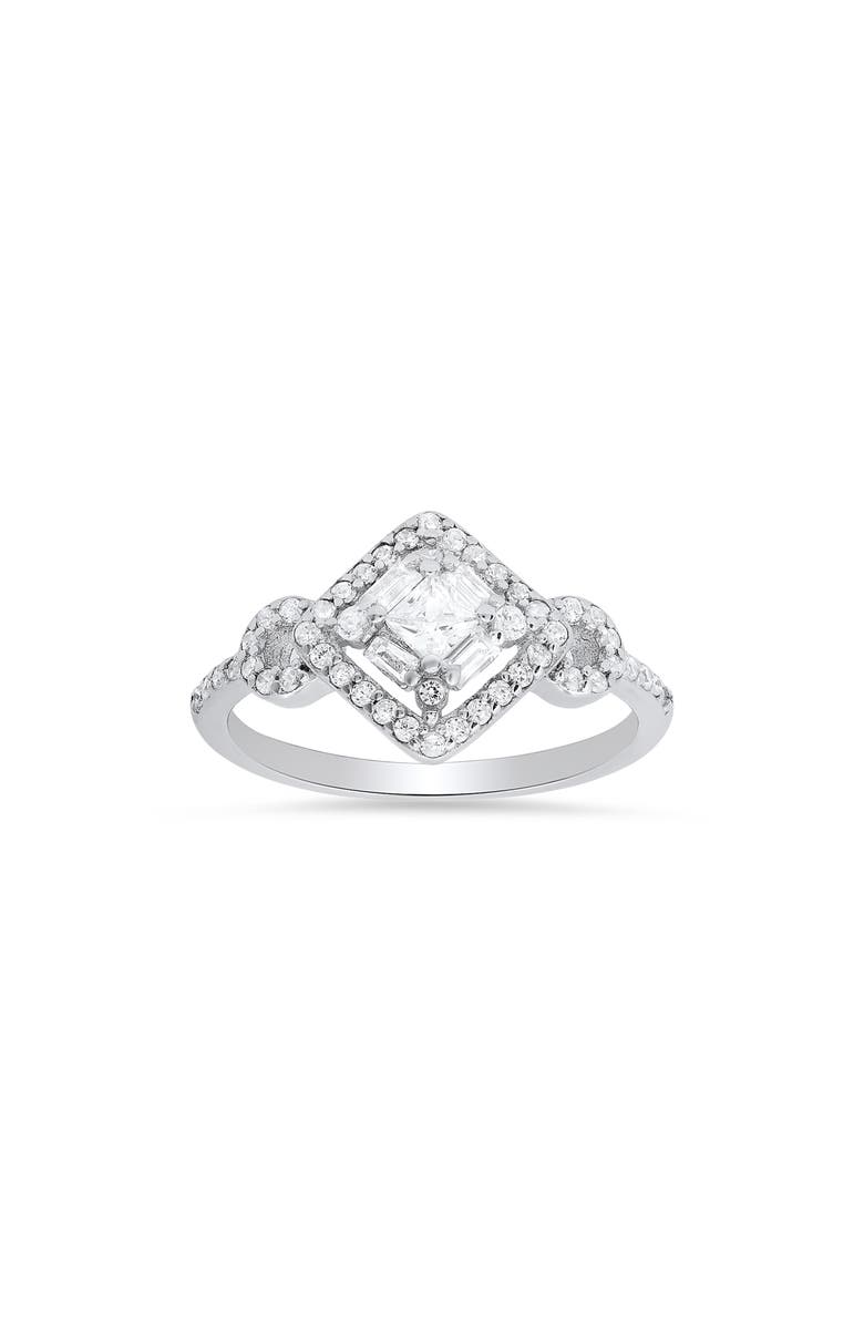 Queen Jewels Sterling Silver CZ Halo Ring, Main, color, Silver