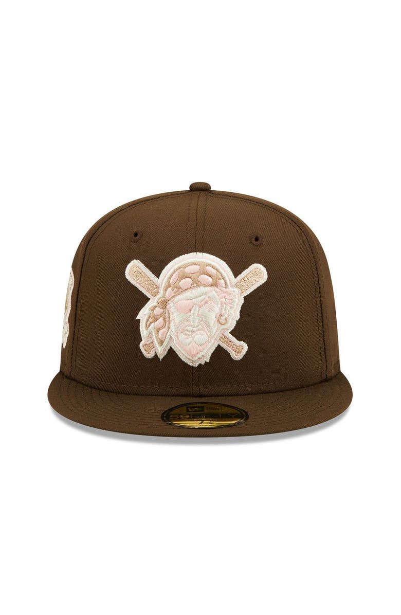 New Era Men's New Era Brown Pittsburgh Pirates Pink Undervisor 59FIFTY Fitted Hat, Alternate, color,